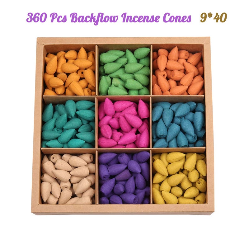 OTOFY Backflow Incense Cones 360 Pcs of 100% Natural Scents Waterfall Tulip Jasmine Lavender Rose for Incense Burner Holder Natural | Meditation & Yoga Gift - Image 4